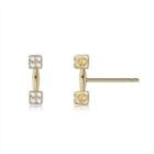 925 Sterling Silver Plated Gold Simple And Fashion Dumbbell Cubic Zircon Stud Earrings Golden - One Size