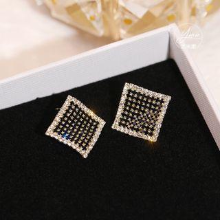 Square Rhinestone Alloy Earring 1 Pair - Stud Earring - Black - One Size