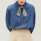 Long-sleeve Denim Shirt With Tie