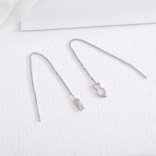 Non-matching Fish & Cat Threader Earring 1 Pair - Silver - One Size