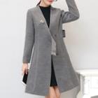 Buckled Coat With Rhinestone Brooch