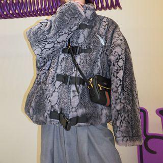 Python Print Zip-up Fleece Jacket