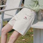 Heart Embroidered Wide Leg Shorts