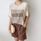 Contrast-panel Printed Dip-back T-shirt
