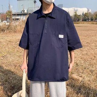 3/4-sleeve Half Zip Polo Shirt