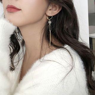 Scallop Disc Fringed Earring Gold Plating - 925 Sterling Silver Needle - One Size