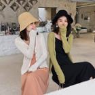 Plain Single-breasted Long-sleeve Light Cardigan