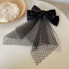 Dotted Mesh Bow Hair Clip Black - One Size