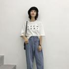 Russian-embroidered Loose-fit T-shirt