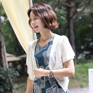 V-neck Flutter-sleeve Cropped Cardigan