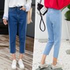 High-waist Cropped Slim-fit Jeans