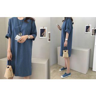 3/4-sleeve Cotton Dress