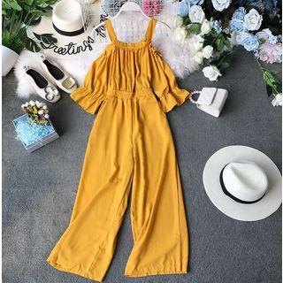 Plain Cold-shoulder Jumpsuit