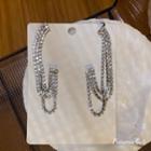 Rhinestone Layered Earring 1 Pair - Rhinestone Layered Earring - Silver - One Size