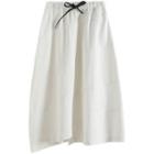 Drawstring Denim Midi A-line Skirt