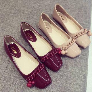 Chain Detail Square-toe Flats