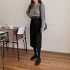 Midi Pencil Skirt / Plain Cardigan