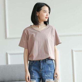Lace Necklace-insert Short-sleeve T-shirt