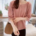 Bell-sleeve Seam-detail Top