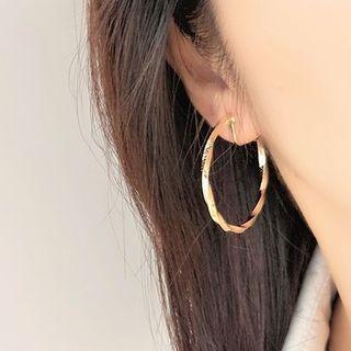 Alloy Hoop Earring 1 Pair - Clip On Earrings - Gold - One Size