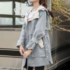 Long-sleeve Color-block Hooded Trench Coat