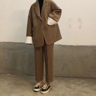 Single-button Blazer / Cropped Straight-cut Pants