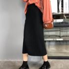 Midi Rib Knit Skirt Black - One Size