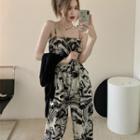 Strappy Dyed Wide-leg Jumpsuit + Shrug