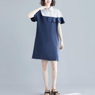 Short-sleeve Striped Panel Mini Dress