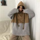 Color Panel Hooded Sweater