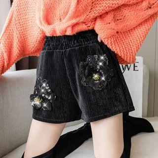 Floral Accent Corduroy Shorts
