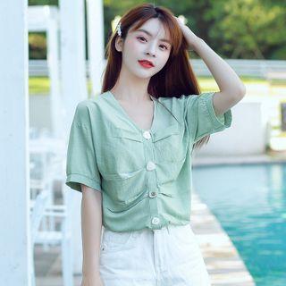 V-neck Chiffon Loose-fit Shirt