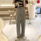 Drawstring Straight Leg Pants Gray - One Size