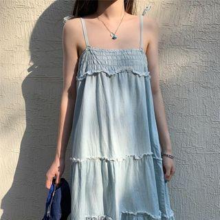 Spaghetti-strap Midi Dress Light Green - One Size