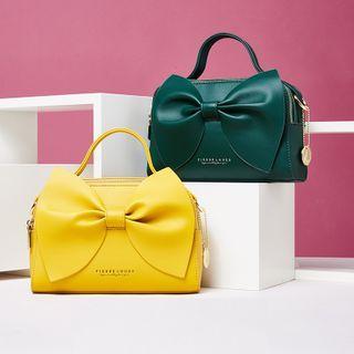 Bow-accent Faux Leather Handbag