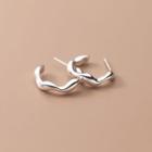 Wavy Sterling Silver Open Hoop Earring 1 Pair - S925 Silver - Silver - One Size