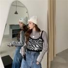 Cold-shoulder Knit Top / Zebra Camisole Top