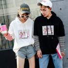 Couple Matching Inset Sleeve Hooded Pullover