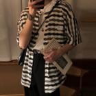 Couple Matching Elbow-sleeve Striped Knit Top