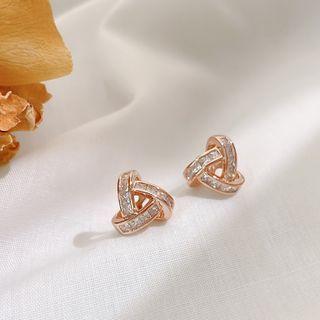 Faux Crystal Stud Earrings Rose Gold - One Size