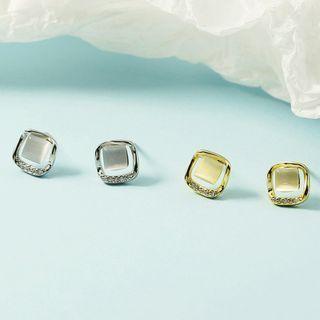 Square Faux Cat Eye Stone Alloy Earring