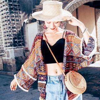 Patterned Light Jacket Blue - One Size