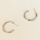 Rhinestone Twisted Alloy Open Hoop Earring 1 Pair - 925 Silver - One Size
