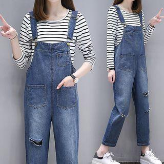 Set: Striped Long-sleeve T-shirt + Jumper Jeans