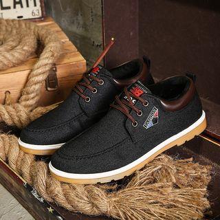 Fabric Lace Up Fleece-lined Shoes