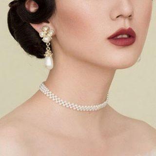 Wedding Faux Pearl Choker White - One Size