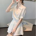Set: Elbow-sleeve Shirt + Skort