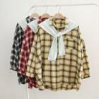Set: Long-sleeve Plaid Shirt + Cape