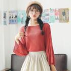 Cutout 3/4-sleeve Knit Top