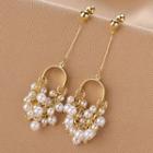 Faux Pearl Drop Earring Qr140 - 1 Pair - Gold & White - One Size